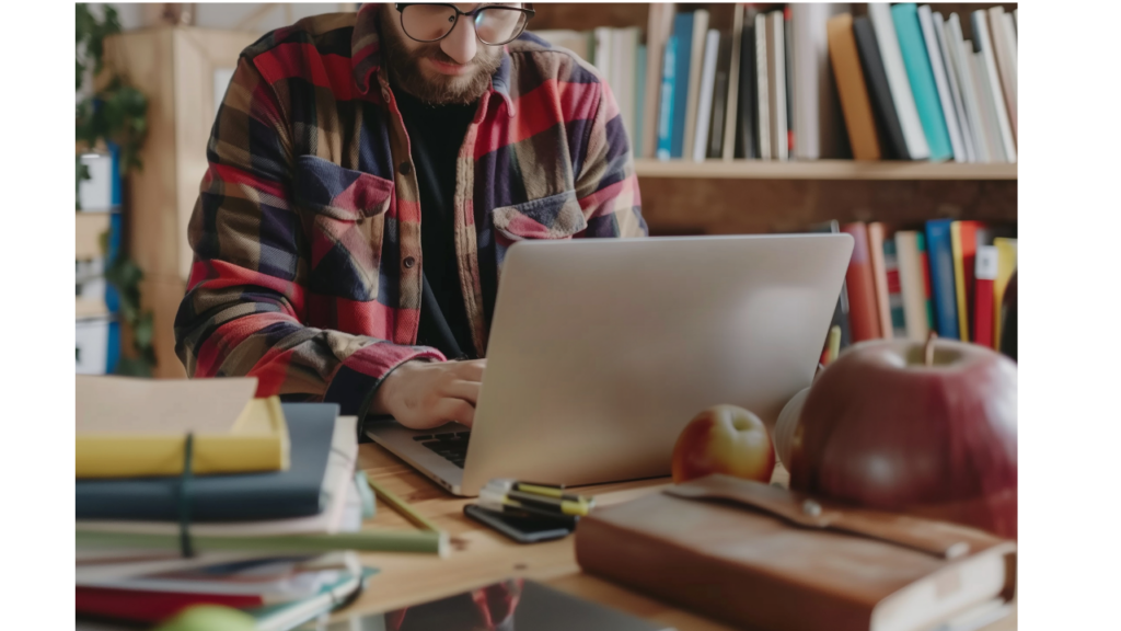 家で授業準備をする非常勤講師のイメージ