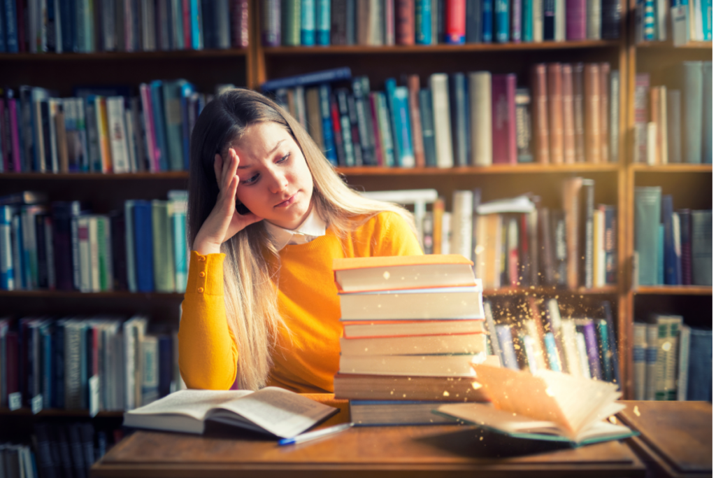 読書感想文の本選びに悩む中学生のイメージ